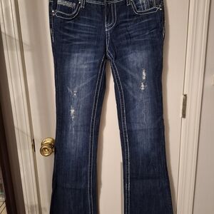Amethyst Jeans Dark Blue Flare Denim Size 5